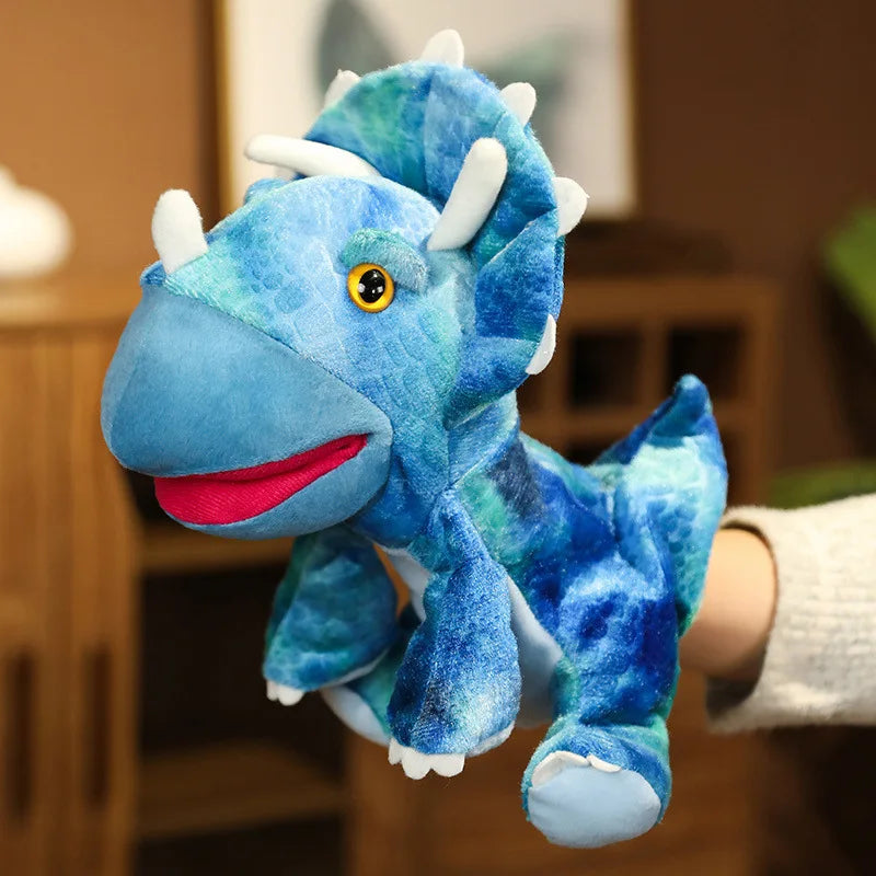 Dino Wonderland: Handcrafted Colorful Realistic Dinosaur Plush Puppet - Custom Stuffed Animal Perfect for Parent-Child Playtime