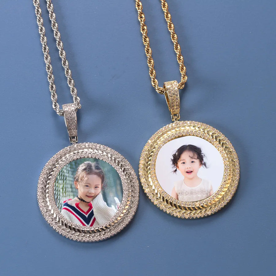 Personalized Iced Out Photo Frame Necklace