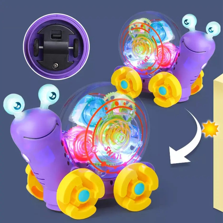 Baby Plastic Electric Transparent Gear Snail Toys - Flashing Lights, Universal Walking, and Enchanting Music