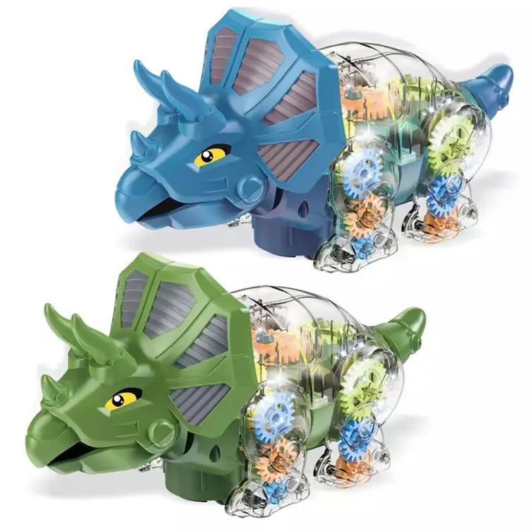 Kids Electric Walking Sound and Light Dinosaur Toy with Plastic Gear - Flashing, Musical, and Universally Entertaining
