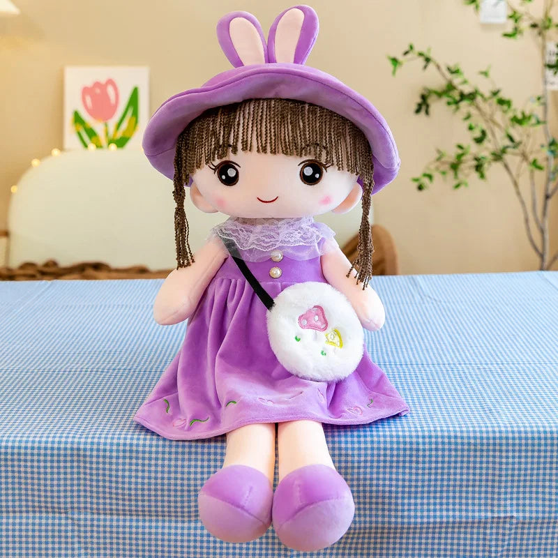Kawaii OEM Rabbit Plush Toy: Sweet and Cute Plushie Dolls with Bag for Girls - Adorable Rag Doll Bunny Toys, Best Birthday Gift, Soft Huggable Stuffed Doll