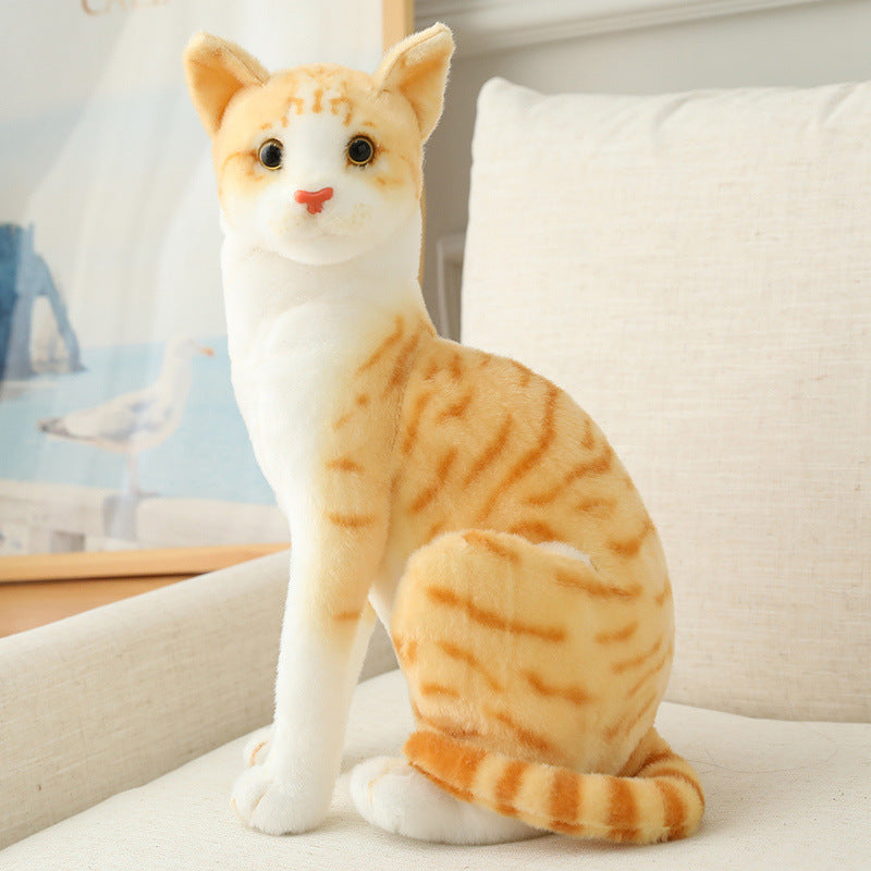 35CM Cute Real Life Plush Cats Doll Stuffed Lying Cat Plush Toys for Doll Kids Birthday Gift Home Decoration